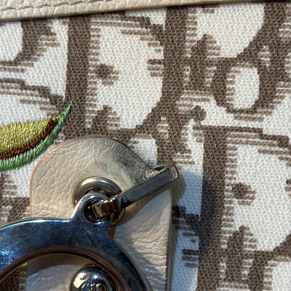 CHRISTIAN DIOR Trotter Pattern Flower Embroidered Handbag Beige - Picture 10 of 10